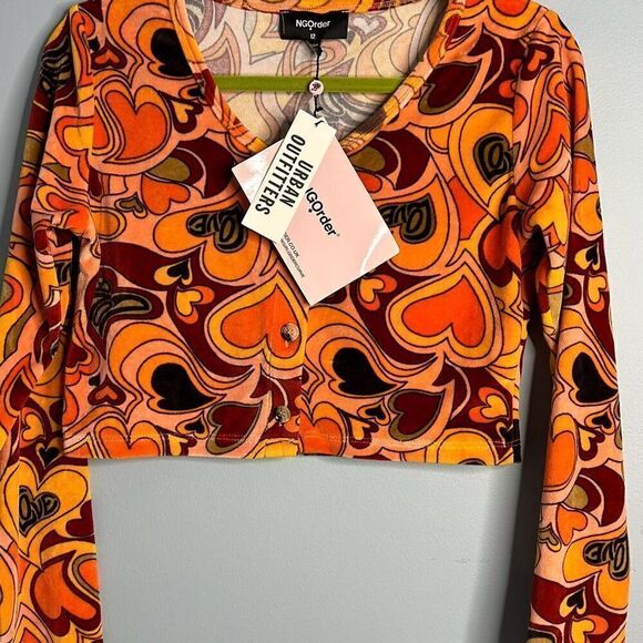 NGOrder Urban Outfitters Groovy Velour Cardigan Lg - Picture 1 of 9